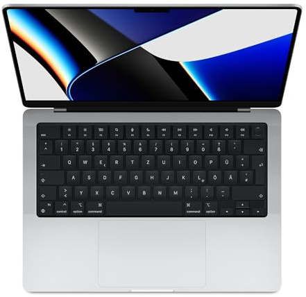 2021 Apple MacBook Pro met Apple M1 Pro Chip (14-tum, 16GB RAM, 512GB SSD Kapacitet) (QWERTZ German) Silver (Renoverad)