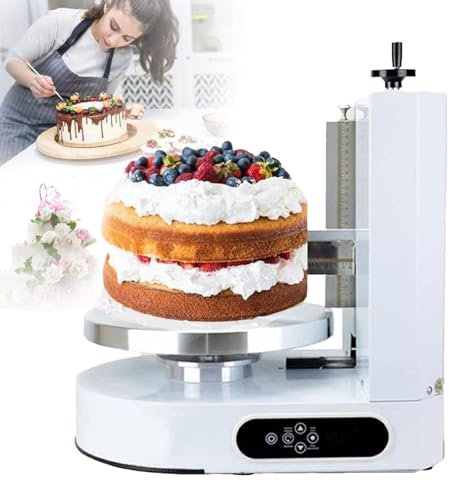 Cashwise 4-12 inch Automatic Decorating Cake Coating Smoothing Scraping Machine Portable Cake Icing Machine Adjustable Cake Icing Smoother Tool Baking Birthday Cake Frosting Machine,White
