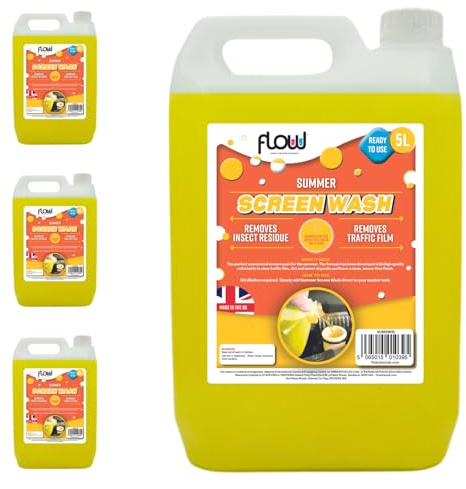Flow Summer Screen Wash | Ready to Use | Effective down to 4°C | Smear Free Finish (20 Litre)