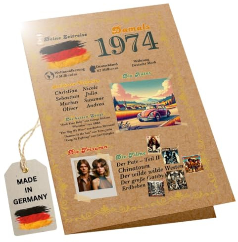 PRINTNOVIA Premium Geburtstagskarte zum 50. - Inklusive Umschlag | Lustige & Einzigartige Geschenkidee für den Jahrgang 1974 | Für Frauen und Männer | Großformat DIN A5 | Zum 50. Geburtstag