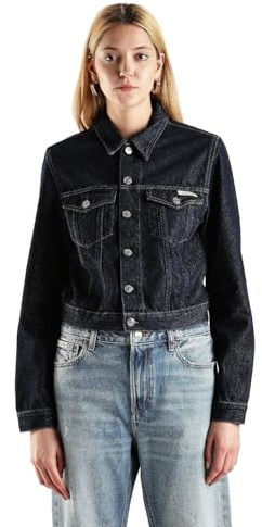 Calvin Klein Veste en Jean Femme 90'S Denim Jacket Cropped Fit, Bleu (Denim Rinse), XL