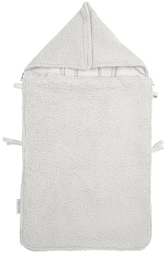 MEYCO Einschlagdecke 40x82cm Teddy Babyschale Kinderwagen Baumwolle Greige | 100 % Polyester, Fußsack, kuschelig weich, Reißverschluss, Klettverschluss, atmungsaktiv, feuchtigkeitsabsorbierend
