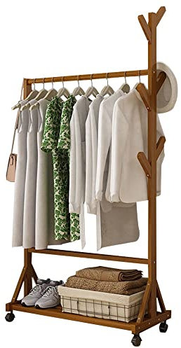 DKRAHRJJ Garderobenständer Aus Holz, Flur-Garderobe Mit Regalen Und Aufbewahrungsregal, Kleiderständer Mit Haken, Für Wohnzimmer/Schlafzimmer/Vorhalle/Brown/80Cm