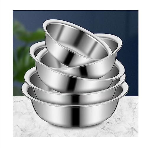 XDAWQP 304 Stainless Steel Salad Bowls Mixing Bowls Pots And Pans 5 Piece Set Cooking Baking Nesting Bowls Soup Bowls Serving Trays Cookware 32-40Cm，