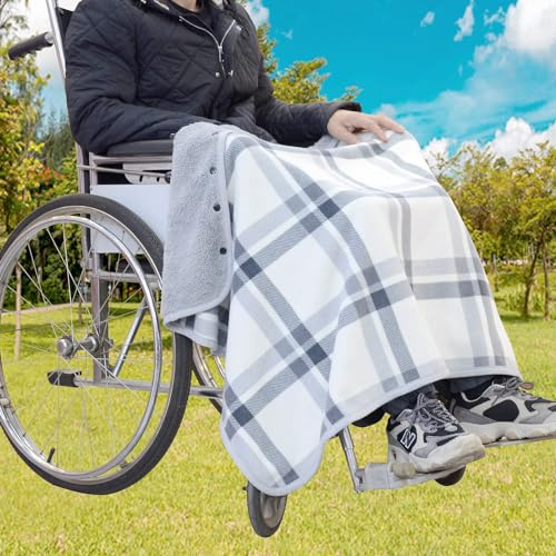 Manta para Silla de Ruedas - Bufanda, Forro de Franela, Poncho de Capa para Adultos - Portátil y Caliente para Piernas y Rodillas