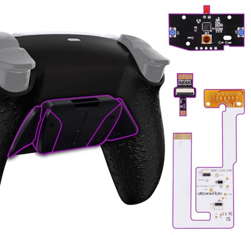 eXtremeRate RISE4 V3 Remap Kit für ps5 Controller BDM-030/040/050 Modell, Upgrade Board & Re-Design Rückseite Gehäuse Case & Rücktasten Back Paddles Set für ps5-Textur Schwarz