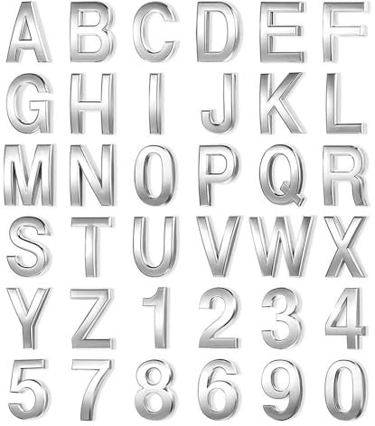 FUPOHUA Wanddekoration, 3D-Zahlen-Alphabet-Buchstabenaufkleber für Haus, Wohnung, Büro, Tür, Nummernschild, Briefkastenschilder