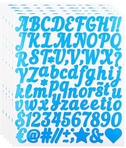 Kleine Buchstaben Aufkleber, 1 Zoll 440 Stück Buchstaben und Zahlen Aufkleber für Scrapbook, Wasserflasche, Namensschild, klebebuchstaben wetterfest - blau
