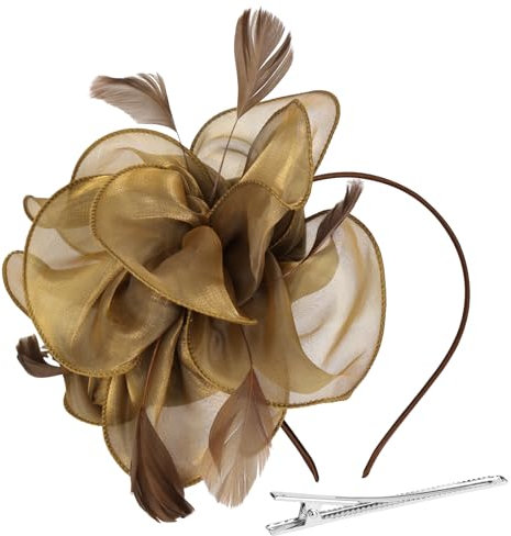 Alaoo Fascinator Hüte für Damen, Damen Fascinators Hut, Pillbox Hut mit Schleier Stirnband für Hochzeit Tea Party Mesh Blume Cocktail Party (Farbe: 01-Braun)