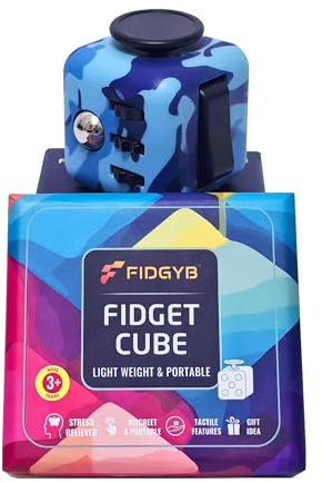 FIDGYB Fidget Cube Anti-Stress-Würfel für Erwachsene & Kinder, glattes, leises sensorisches Spielzeug bei Angstzuständen, Fokus & ADHS [Tarnung]