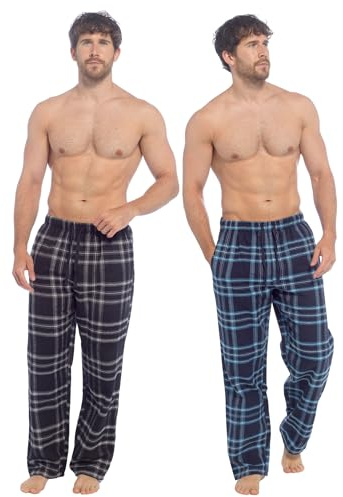 INSIGNIA Mens Pyjamas Lounge Pants Cotton Check Bottoms 2 pack (Black -Navy Check, 3XL)