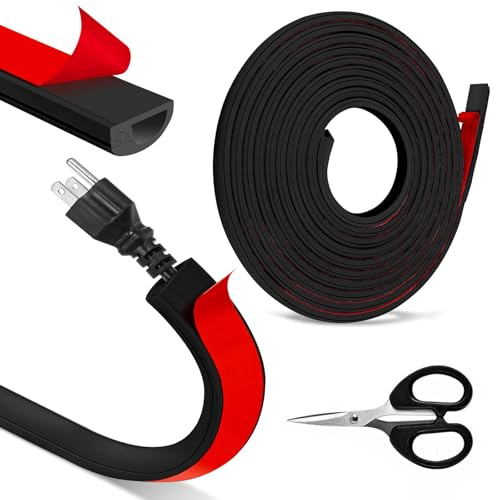 Flexibler Kabelkanal Selbstklebend, Kabelkanal Boden 14x10mm, Halbrunder kabelkana, Flexibler Halbrunder kabelkanal für Böden, Decken, Wände, Fliesen zu Hause, Büro, Schule, Lager (3m)