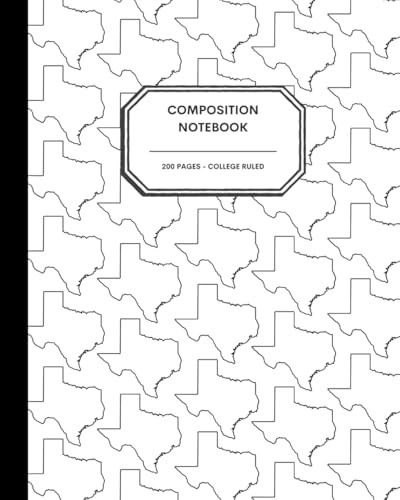 8x10 Composition Notebook - 200 College Ruled Pages - Texas State Outline Notebook Journal with Clean White Background for Kids, Preteens, Teens and Adults
