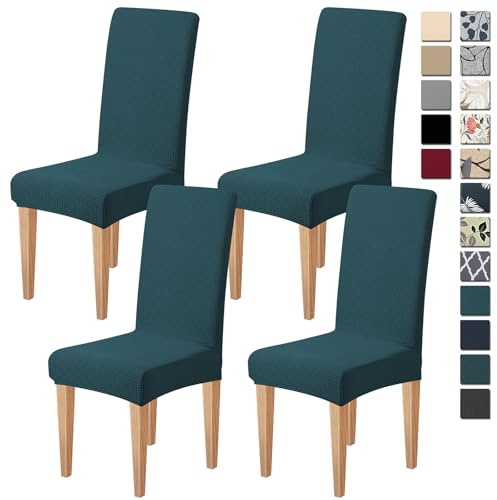 Dioxide Stuhlhussen 4 Set, Abnehmbare Waschbar Spandex Stuhlüberzug Stuhlbezug Stretch Universale für Hotel, Zeremonie, Bankett, Restaurant, Zuhause(Cyan, 4PC)