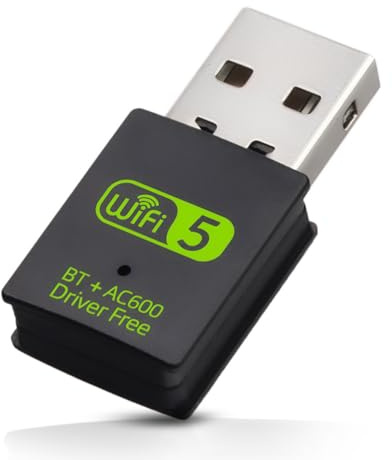 USB WiFi Dongle, 5GHz/2.4GHz Wireless Dual Band Adapter for PC Desktop Laptop, 600Mbps High-Speed AC600 WIFI Receiver, Bluetooth 4.2 Internet Dongle, Supports WindowsXP/7/8/8.1/10/11, Mac