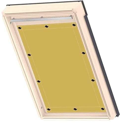 Rideau occultant pour fenêtre de toit - Jaune - Avec ventouses - Protection solaire - Pour maison, bureau, étude et voiture - 112 x 118 cm - Film occultant