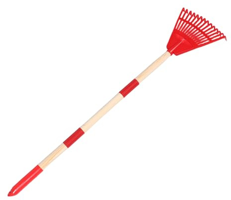 FRCOLOR Rastrillo para Limpieza De Jardines Rastrillo De Plástico con Mango De Madera Desmontable Herramienta De Jardín con Forma De Abanico para Césped para Actividades Al Aire