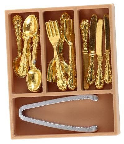 Toyvian Miniature Plastique Vaisselle Poupée avec Boîte de Rangement Accessoires Cuisine Maison de Poupée Couverts Réalistes Plastique Sûrs et Faciles à Nettoyer Ustensiles Miniatures