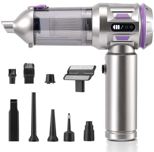 Kalyfhng Aspirapolvere portatile, aspirapolvere per auto da 25000 PA con batteria da 6000 mAh, contenitore per la polvere con chiusura a pressione, 3 velocità, 250.000 giri/min compressi