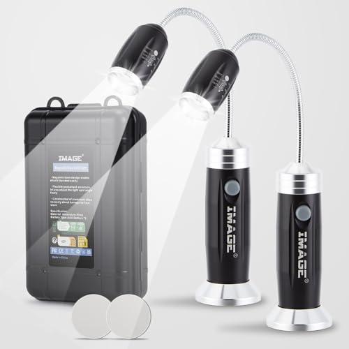 IMAGE Lámpara para barbacoa, 2 unidades, magnética, LED, 360°, color negro, 2 paquetes de iluminación para barbacoa, pícnic, regalos para hombres, papá, marido, día del padre, color negro