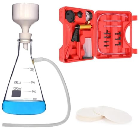 TQPGJJL Kit di filtrazione sottovuoto for impieghi gravosi 1000ML | e convenienti - Pompa in metallo e bottiglia filtrante, imbuto Buchner in porcellana, set completo for laboratorio generico