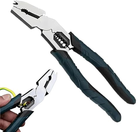 Pinza Crimpatrice Filo,Pinze Multifunzione per Crimpare Tagliare,Tenaglie Tagliente Acciaio Ad Alto Carbonio | per Cavi Elettrici Spelare Crimpare Tagliare