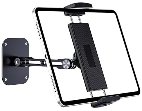 Veebmys Supporto da Parete per Tablet, in Alluminio Regolabile, con Base Girevole a 360°, Compatibile con iPad Pro/Mini/Air, Galaxy Tab e Telefoni da 4,7-13 Pollici (Medio)
