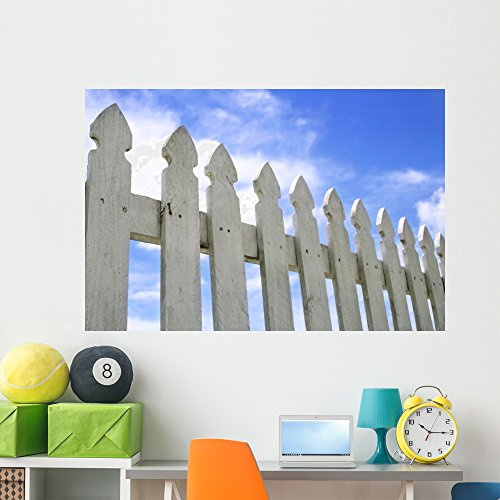 Wallmonkeys White Picket Fence Wall Mural Peel and Stick Graphic (60 in W x 40 in H) WM429