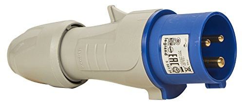 LEGRAND, CEE 16A Stecker, blau 3-polig (2P+PE), 6h (230V/16A), Schutzart IP44, IK09, 090103