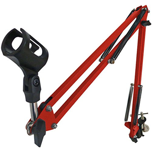 keepdrum NB35 RD Rot Tisch-Mikrofonarm Mikrofonstativ Schwenkarm zur Tischmontage