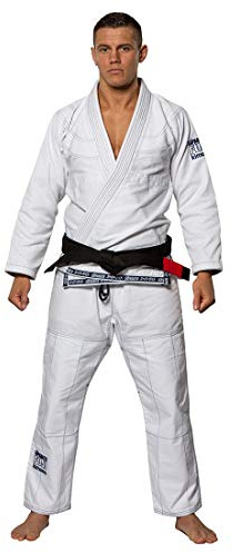FUJI Suparaito BJJ GI and Martial Arts Uniform - Brazilian Jiu Jitsu Gi With Pearl Weave Jacket, White, Size A0