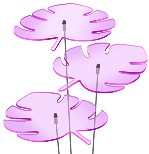 SUNPLAY Sonnenfänger - Monstera-Blatt Set - 3X Lila- Ø 20 cm Durchmesser + Schwingstäbe