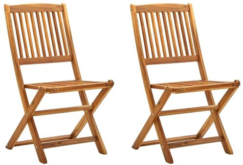 vidaXL 2X Akazienholz Massiv Gartenstuhl Klappbar Hochlehner Stuhl Klappstuhl Holzstuhl Gartenstühle Stühle Essstuhl Balkon Terrasse
