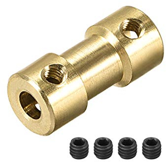 sourcing map 4 Stück Kupfer Wellenkupplung Verbinder 20 mm Länge Messington | 4mm bis 4mm Bohrung Starre Kupplung, 9 mm Durchm.