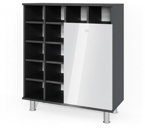 Vicco Badschrank Fynn, Weiß Hochglanz, 78.4 x 91.6 cm | mit Körben zur organisierten Aufbewahrung im Badezimmer