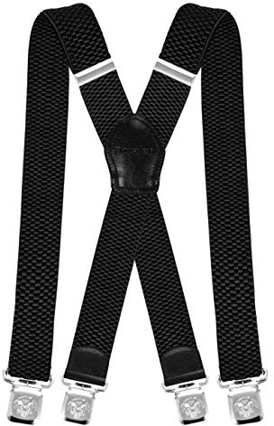 Decalen Hosenträger für Herren Breit 4 cm mit sehr Starken 4 Metall Clip Lang Einheitsgröße für Männer Einstellbar und Elastisch X Style