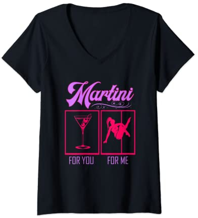 Damen Pole Dance Martini Fitness Workout Geschenk T-Shirt mit V-Ausschnitt
