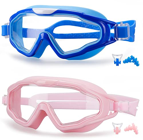 SixYard simglasögon för barn, ålder 3-15, 2-pack simglasögon inget läckande anti-dimma, fullt skydd, barn, pojkar, flickor, småbarn (stil 2)