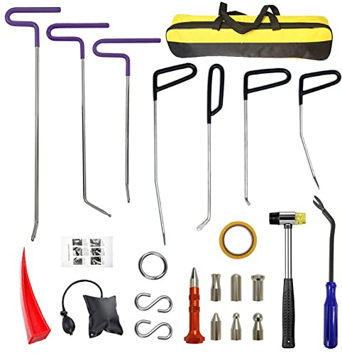 CYGOODS 22 Pcs Car Dent Repair Rods, Hard Spring Steel Dent Rods, Dent Repair Tools, Professional Hail Dent Removal Tool for Minor Dents, Door Dings,Hail Damage,Linear Dent and Large Dent