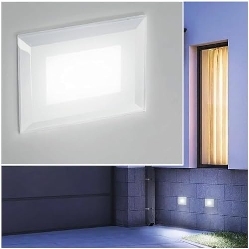 Planetitaly Faretto LED 3W segnapassi vetro IP65 incasso muro scatola 503 luce balcone viale giardino scale gradini 230V (Luce 3000K)
