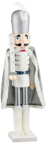 FIZPORIUM® Christmas Nutcracker XLarge Deluxe Christmas Wooden Nutcracker Soldier Puppet Festive Decor For Generations Acting as Symbols of Good Luck 61cm - Silver Cape