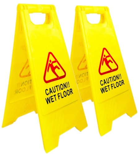Berry Caution Wet Floor Sign - Durable Foldable Yellow A-Frame Safety Warning Sign, Ideal for Slippery Surfaces in Restaurants, Offices, and Public Areas - High Visibility Sign
