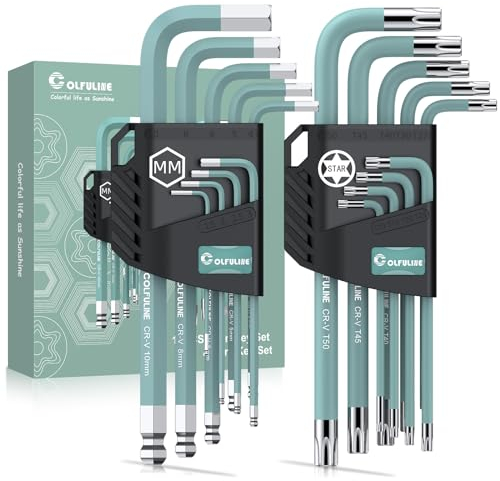 COLFULINE 18-Piece Hex & Torx Key Set, Sizes 1.5mm-10mm, T10-T50, Metric Allen Keys for Furniture Assembly, Bicycle Repair, DIY Projects - Green
