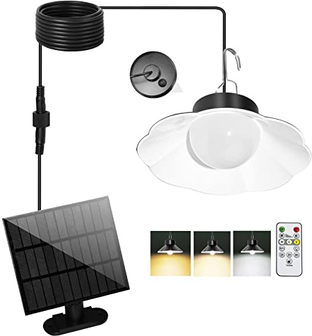 Solarlampen für Außen,5M Kabel Solar Hängelampen für Außen/Innen mit Timing | Dämmerungssensor, 920LM/3 Farbtemperatur Solarlampe Hängend mit Fernbedienung IP65 Wasserdicht für Garten/Balkon/Terrasse