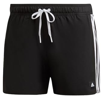adidas Uomo 3-Stripes CLX Very-Short-Length Swim Shorts, Black / White, XXL