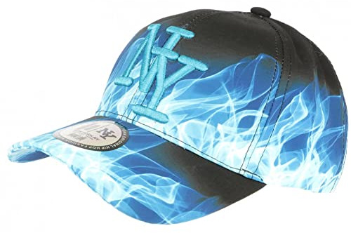 Hip Hop Honour NY blå och svart keps streetwear baseboll eld design - en storlek - blå