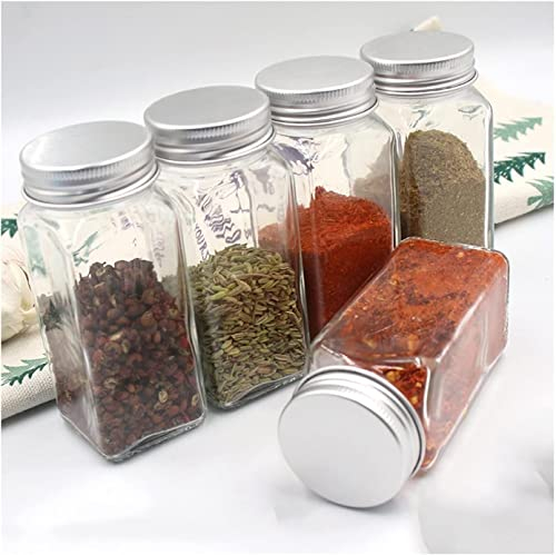 Lata de condimentos Bastidores de especias Frascos de especias de vidrio Botellas de especias - Tapas de coctelera y tapas de metal herméticas Juego de 5 Juego de botellas de almacenamiento de tarr