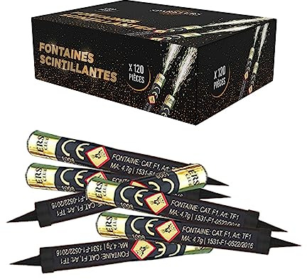 Lot de 120 Fontaines à Gateaux Scintillantes durée 60 Secondes pour Gateaux et Bouteilles de Champagne, Bougie lumineuse d'ambiance pour anniversaire 1 Minute - SPARKLERS CLUB®