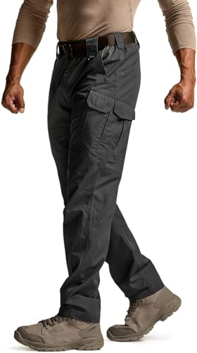 CQR Men's Tactical Pants, Water Resistant Ripstop Cargo Pants, Lightweight EDC Work Hiking Pants, Outdoor Apparel, Raider Mag Pocket Black, 40W x 32L