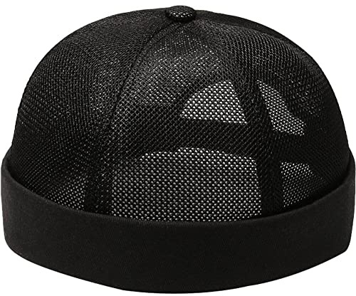 Lipfer Randless Hut Docker Cap Retro Sommer Mesh Keine Rand Beanie Hut Verstellbarer Manschettenrand -Kappe Casual Skull Caps Verstellbarer Manschettenkappe